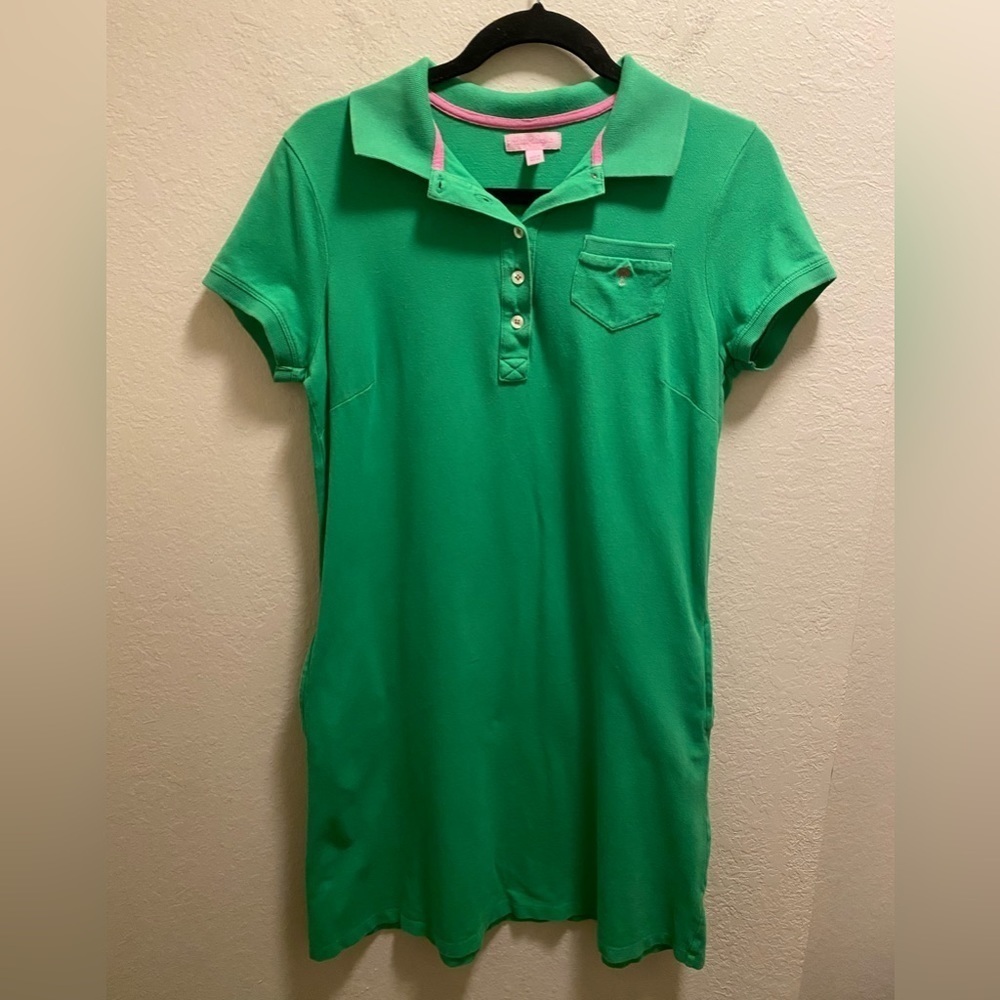 Lilly Pulitzer Island Pique Green Preppy Tennis Polo Dress Size Small
